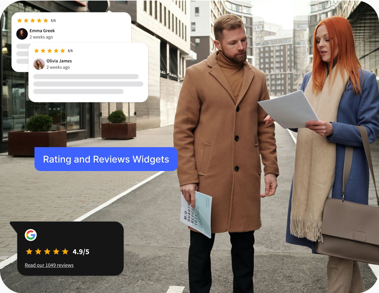 Customer rating and review widgets display